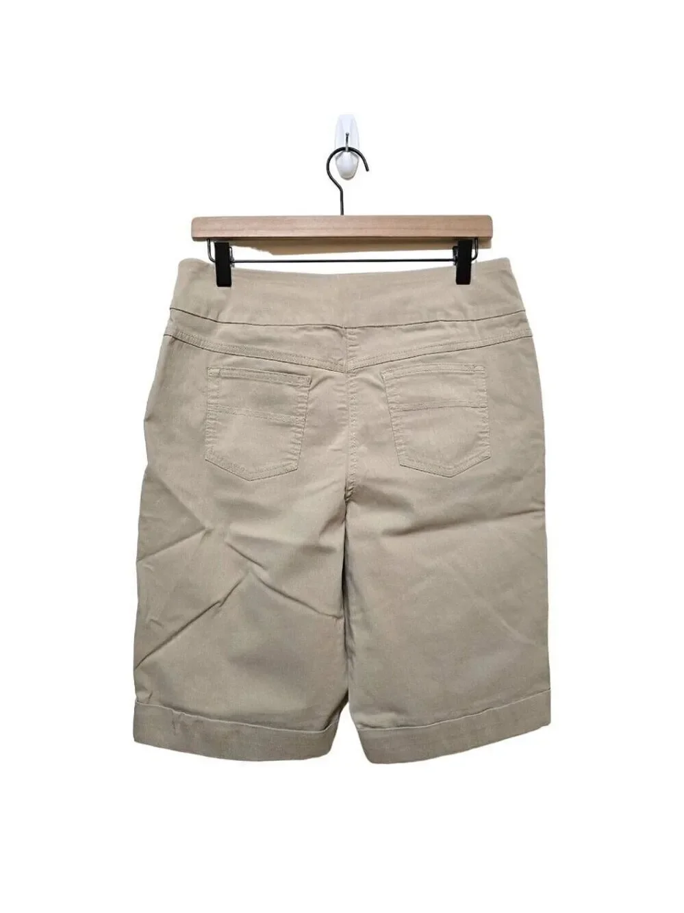 Westbound Petites Tan Stretch Rayon Blend Bermuda Shorts Sz 14P